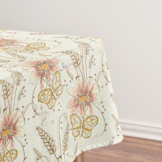 Mantel Autumn Meadow Butterflies Cotton Tablecloth (In Situ)