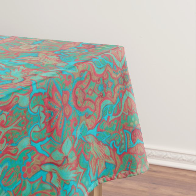 Mantel Aves Arabesque Bohemian Boho Turquoise Red Green (In Situ)
