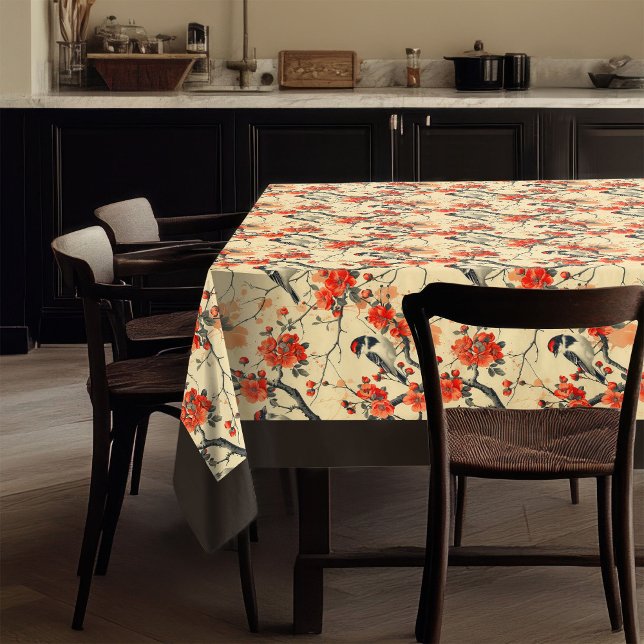 Mantel Aves de otoño y flores Tablecloth Estilo estaciona (Autumn Birds and Flowers Tablecloth Seasonal Style)