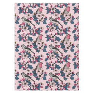 Mantel Aves y flores en rosa