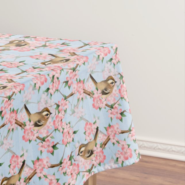 Mantel Aves y flores. Patrón de jardín de primavera (In Situ)