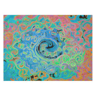 Mantel Azul Acuarela Groovy Abstracto Retro Torbellino Lí