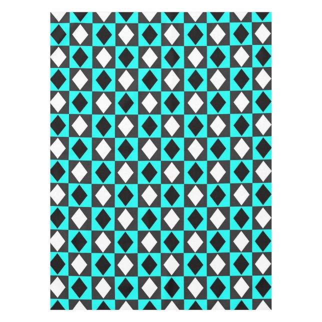 Mantel Azul blanco geométrico rhombus Diamante (Anverso)