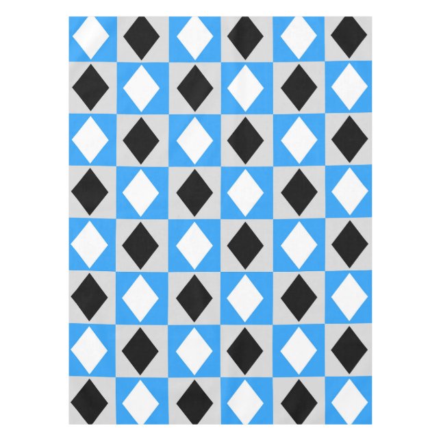 Mantel Azul blanco geométrico rhombus Diamante (Anverso)