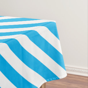 Mantel Azul cielo clásico y diagonal blanca a rayas