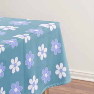 Mantel Azul Cielo y Flores Blancas sobre Azul