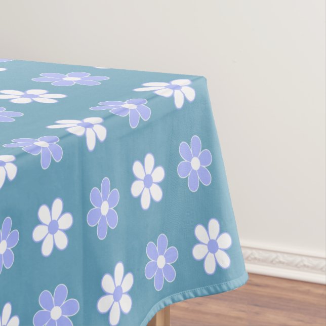 Mantel Azul Cielo y Flores Blancas sobre Azul (In Situ)
