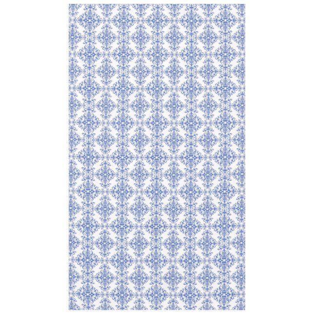 Mantel Azul Cobalto y Patrón de Estilo Damask Floral Blan (Anverso)