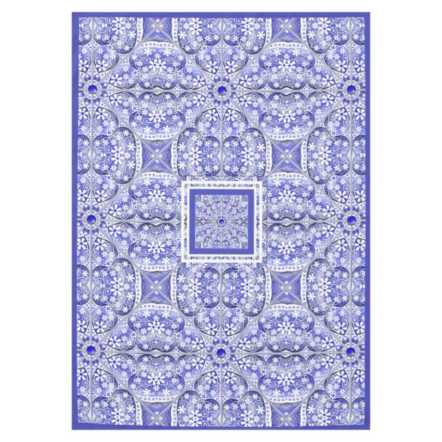 Mantel Azul de encaje cerámico de Grecia (Anverso)