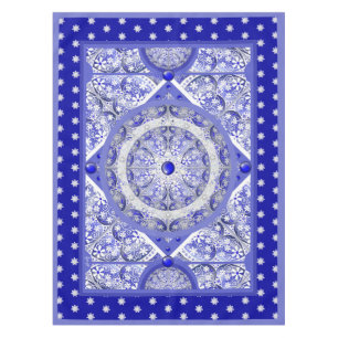 Mantel Azul de encaje cerámico de Grecia y copo de nieve