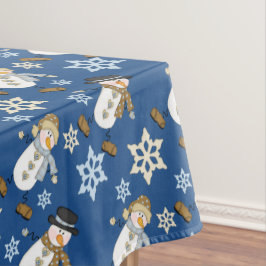Mantel Azul del copo de nieve del muñeco de nieve del día