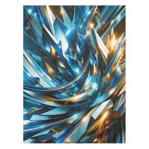Mantel Azul Dorado Futurista Abstracto Metálico Geométric