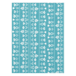 Mantel Azul escandinavo con flores blancas