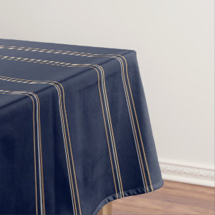 Mantel Azul Marino Marfil Dorado Pinstripes