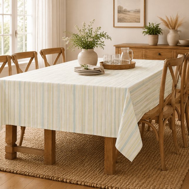 Mantel Azul Polvoriento Neutral Rayado | Granja Rústica (Subido por el creador)
