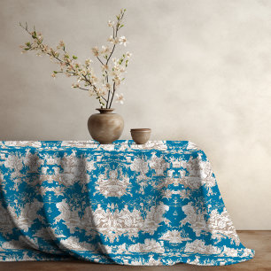 Mantel Azul turquesa vintage monograma toile de jouy