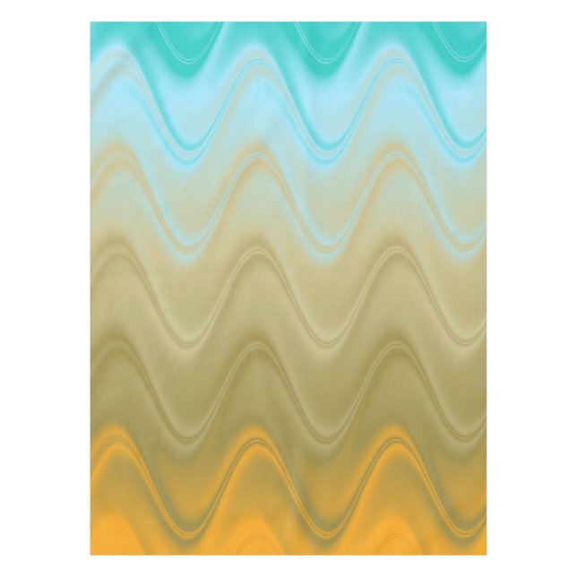 Mantel Azul Verde Naranja Abstracto Ondulado (Anverso)