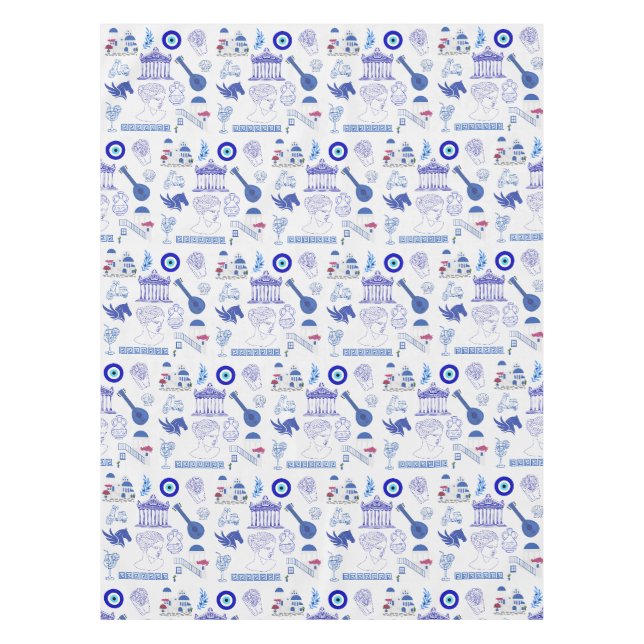 Mantel Azul y Blanco de Grecia (Anverso)