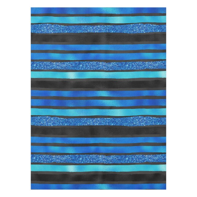 Mantel Azul Y Negro A Rayas (Anverso)
