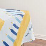 Mantel Azul y oro de Jánuca Menorah<br><div class="desc">Celebre el alcohol de Jánuca. Características del este diseño un oro y un menorah azul en un fondo azul claro. El mantel sí mismo tiene espacio para escribir su nombre en la esquina.
Cortesía de Clipart del diseño de Sonya DeHart en:
http://www.sonyadehartdesign.com el | http://www.sonyadehartdesign.etsy.com</div>