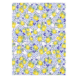 Mantel Azulejo de Acuarela de País Francés Azul Limón