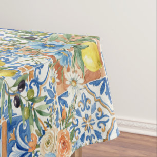 Mantel Azulejo de Limón Azul de Lisboa Decoración del Hog