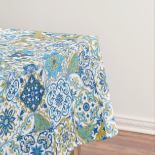 Mantel Azulejos en azul y amarillo