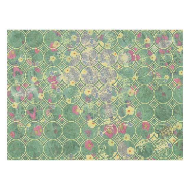 Mantel Azulejos verdes florales (Frente (Horizontal))