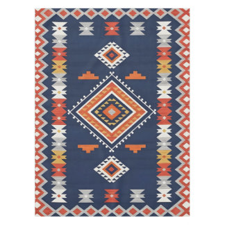 Mantel Azure Navy and Terracotta Geometric Tribal
