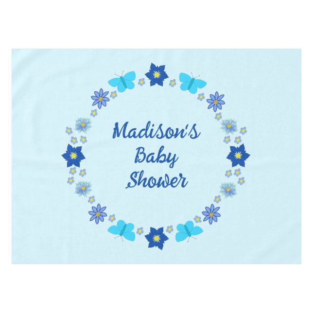 Mantel Baby Shower Blue Baby Boy Butterflies and Flowers (Frente (Horizontal))