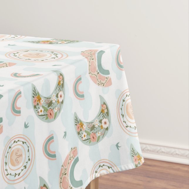 Mantel Baby Shower de moda Boho Rainbow Floral Moon (In Situ)