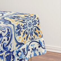 Baldosas azul mediterráneas de acuarela moderna