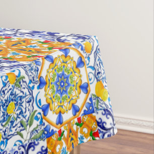 Mantel Baldosas azules, sicilianas, mayólicas, arte de mo