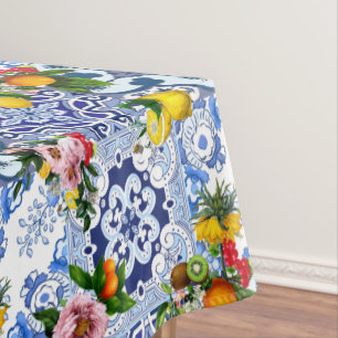 Mantel Baldosas azules, sicilianas, mayólicas, arte de mo