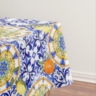 Mantel Baldosas azules, sicilianas, mayólicas, arte de mo