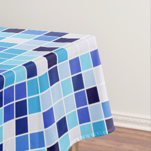 Mantel Baldosas de piscina, mosaicos azules, patrón geomé