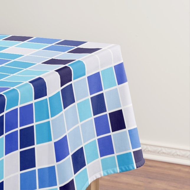 Mantel Baldosas de piscina, mosaicos azules, patrón geomé (In Situ)
