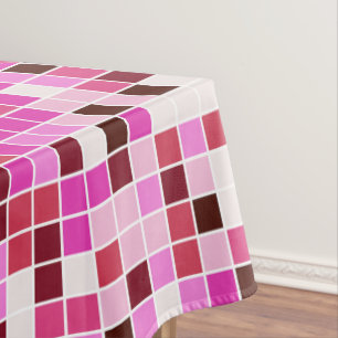 Mantel Baldosas de piscina, mosaicos rosados, patrón geom