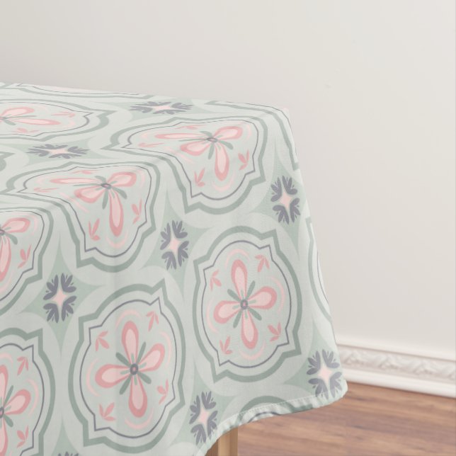 Mantel Baldosas Florales Verde Pastel (In Situ)