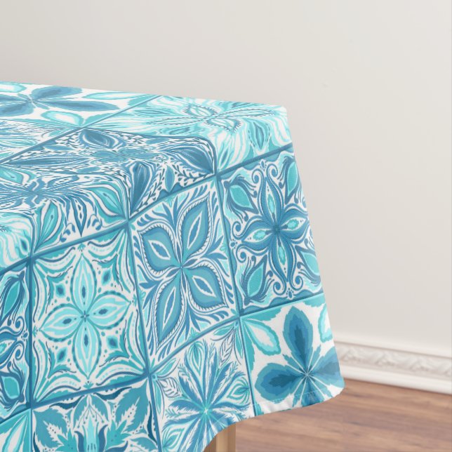 Mantel Baldosas orgánicas en azul y blanco (In Situ)