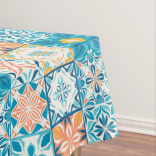 Mantel Baldosas orgánicas en azul y naranja