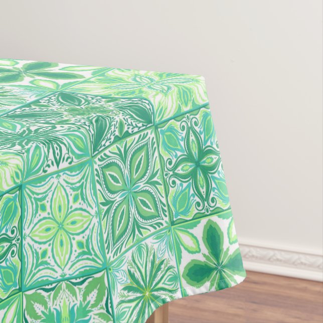 Mantel Baldosas orgánicas en blanco y verde (In Situ)