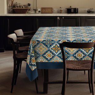 Mantel Baldosas rusas de naranja azul marino mediterráneo