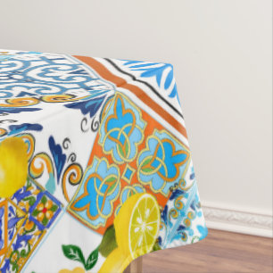 Mantel Baldosas sicilianas, limones, mayólica