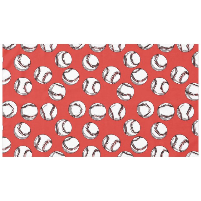 Mantel Balón de béisbol de fondo rojo (Frente (Horizontal))