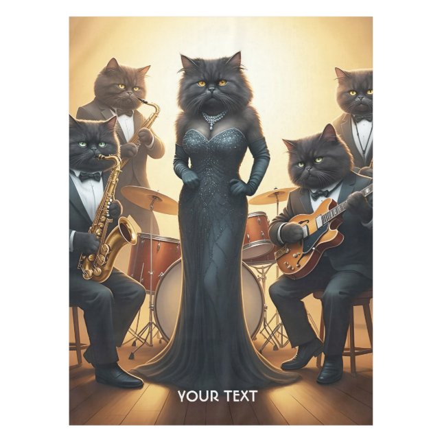 Mantel Banda de Jazz Fantasy Cute Cats (Anverso)