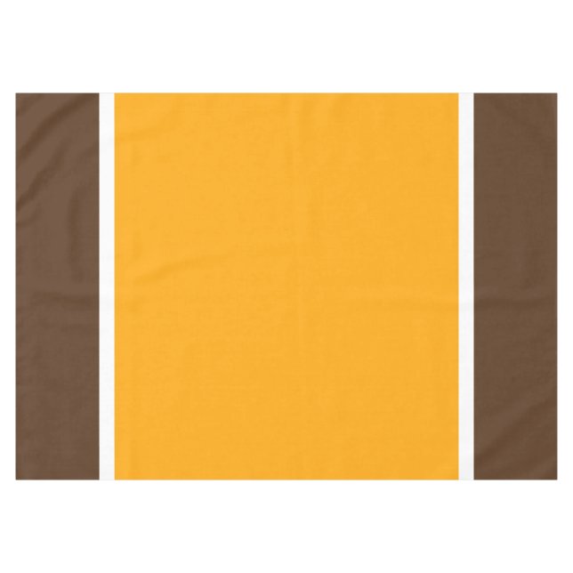 Mantel Bandas blancas redondas de cacao amarillo dorado y (Frente (Horizontal))