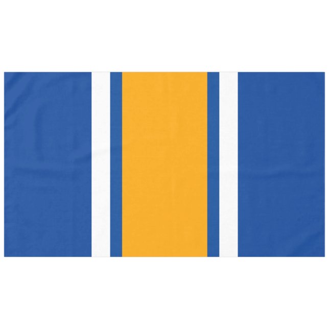 Mantel Bandas de Carreras blanca amarilla azul de la Mari (Frente (Horizontal))