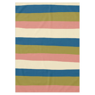 Mantel Bandas desiguales: azul, verde oliva, rosa y crema