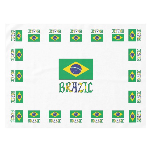 Mantel Bandera Brasileña con la palabra Brasil (Frente (Horizontal))